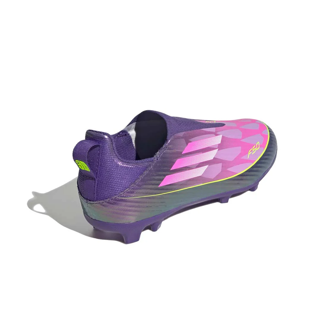 adidas - Kids' (Preschool & Junior) F50 League Laceless Firm/Multi Ground Soccer Cleats (JQ9752) - Image 3