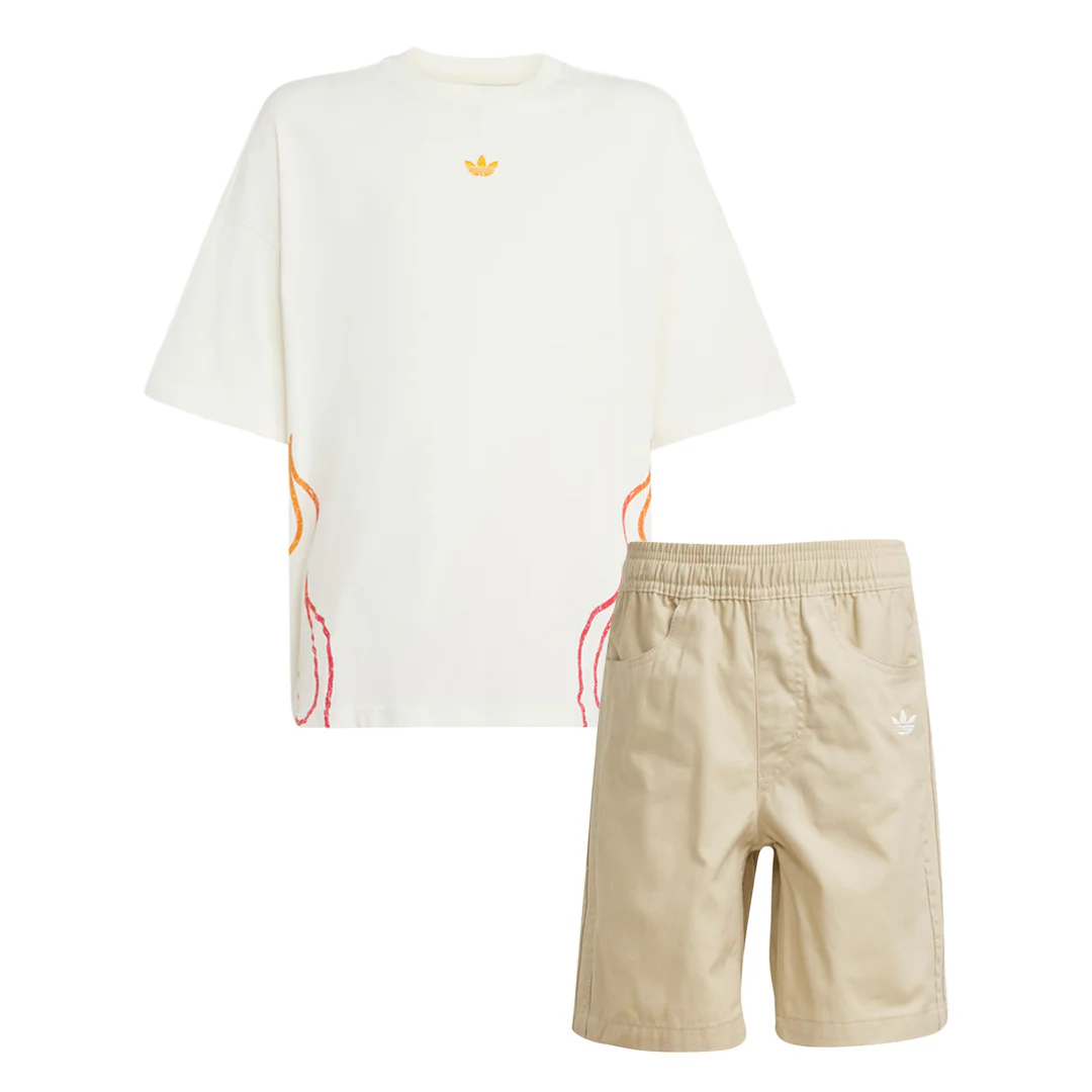 adidas - Kids' (Toddler & Junior) Twill Shorts & T-Shirt Set (JY2750)