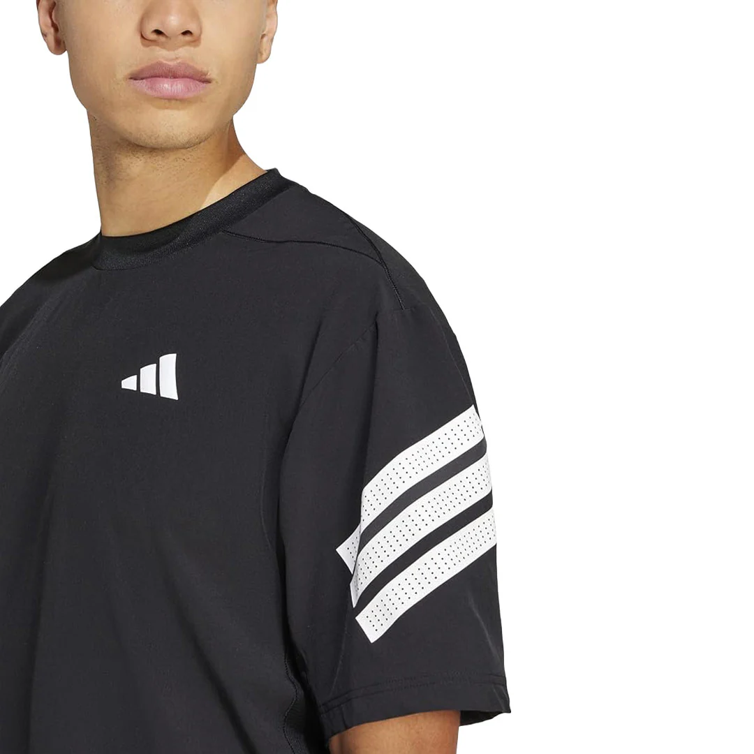 adidas - Men's Gym+ 3-Stripes Woven Pump Cover T-Shirt (JC5238) - Image 4