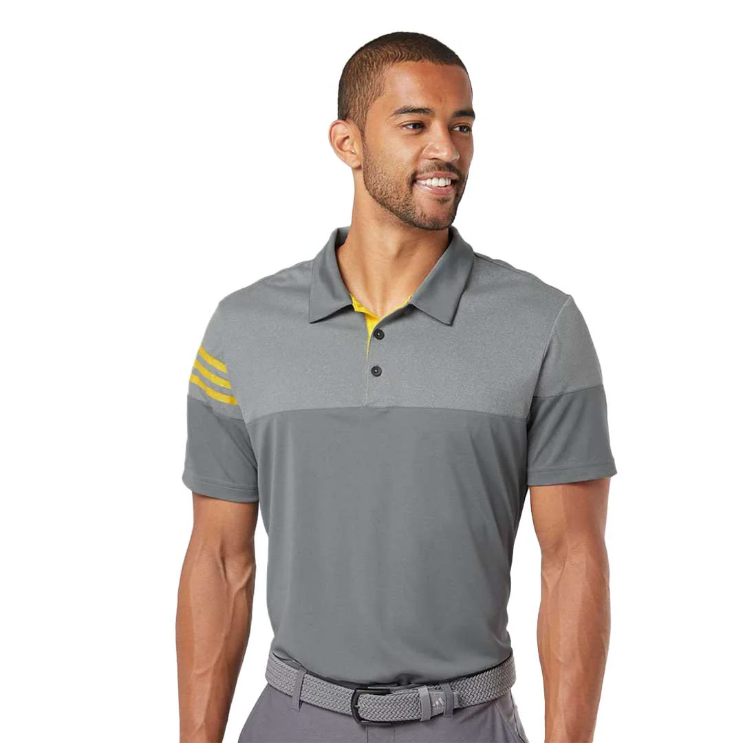 adidas - Men's Heathered 3-Stripes Colorblocked Polo (CZ4352) - Image 2