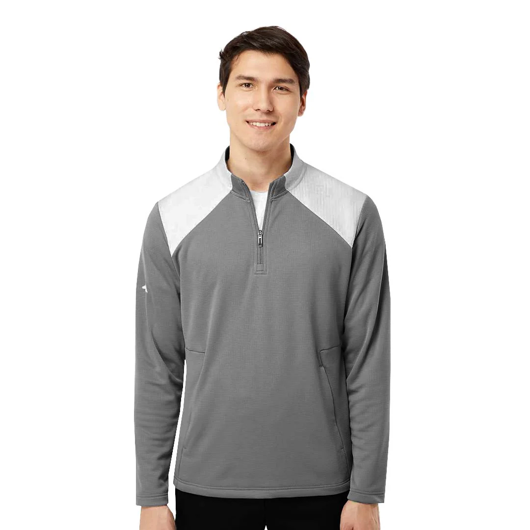 adidas - Men's Textured 1/4 Mixed Media Pullover (H51235) - Image 2