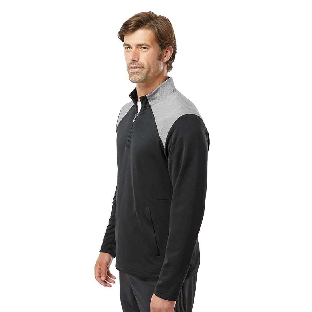 adidas - Men's Textured 1/4 Mixed Media Pullover (H62281) - Image 2