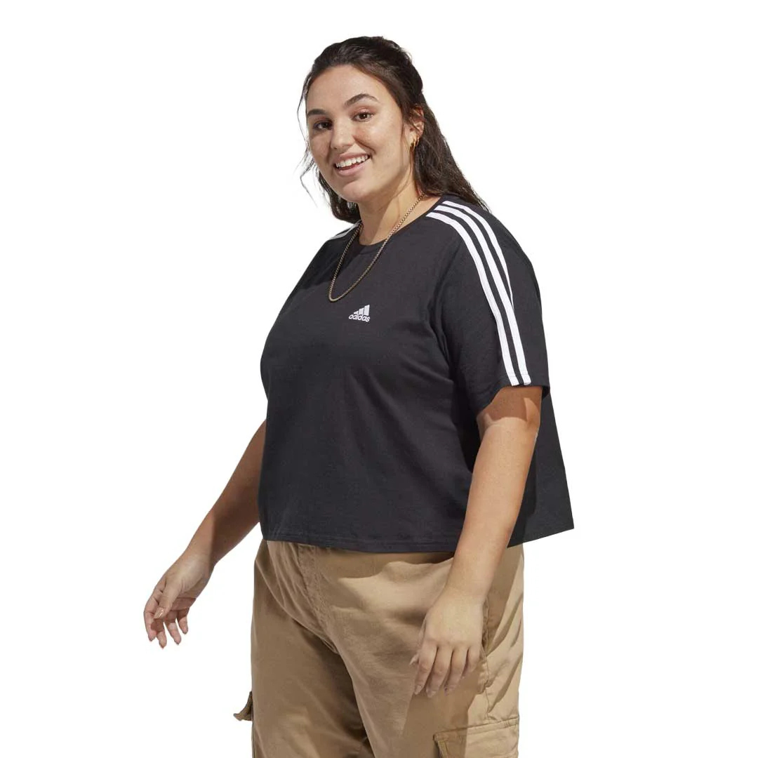 adidas - Women's Essentials 3-Stripes Single Jersey Crop T-Shirt (Plus Size) (IC5002) - Image 2