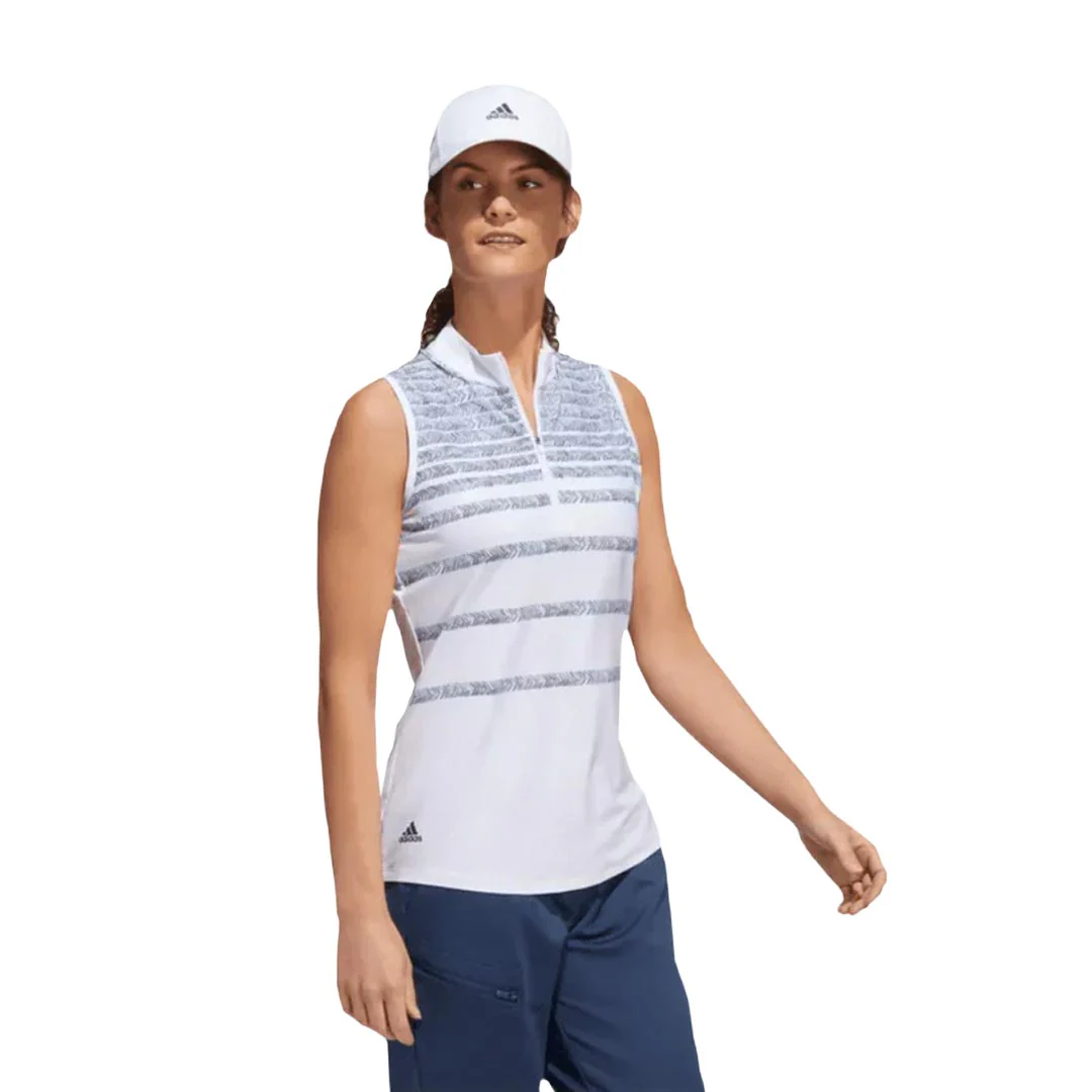 adidas - Women's Herringbone Stripe Sleeveless Polo (HG6966) - Image 3