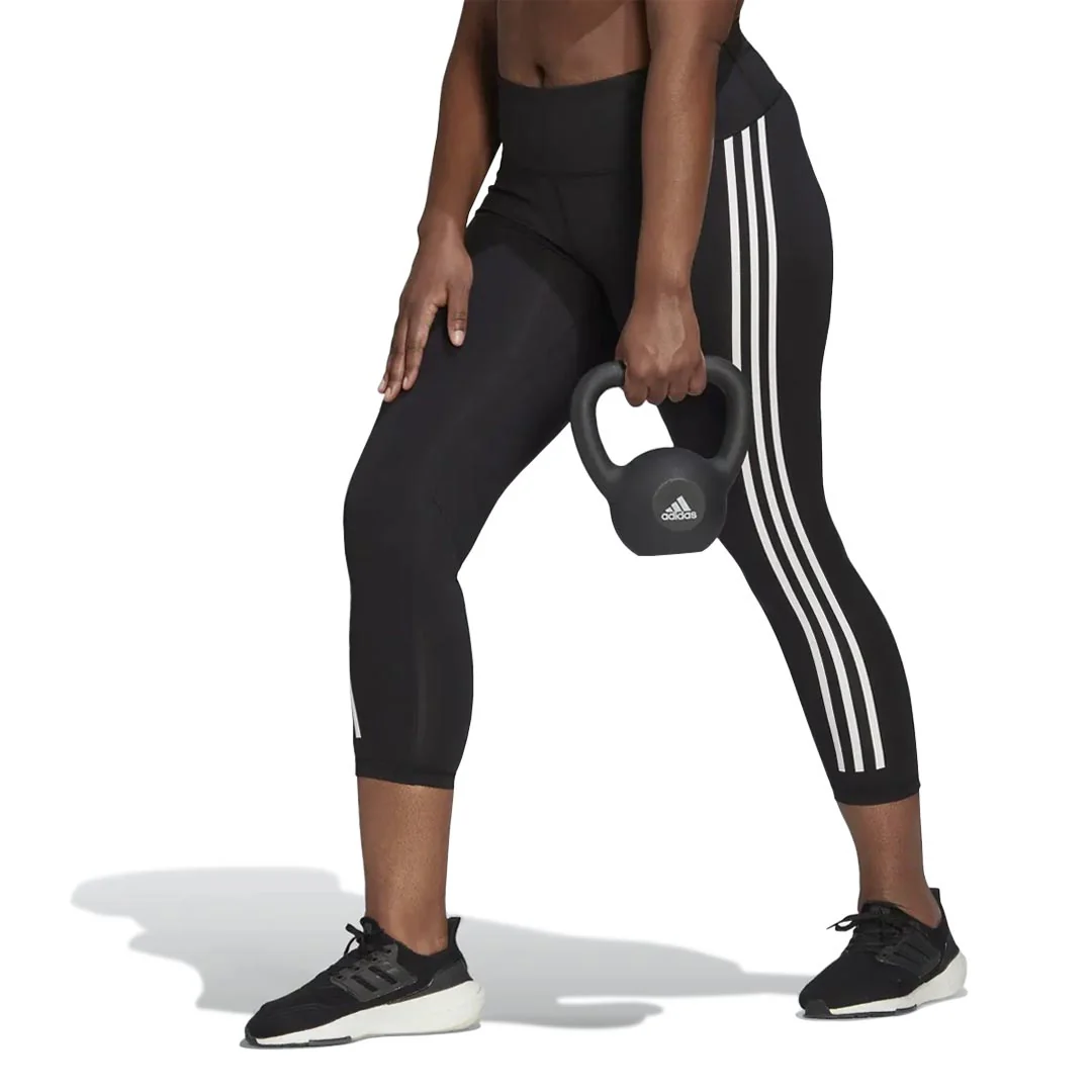 adidas - Women's Optime Trainicons 3-Stripes 7/8 Leggings (Plus Size) (H64212) - Image 2