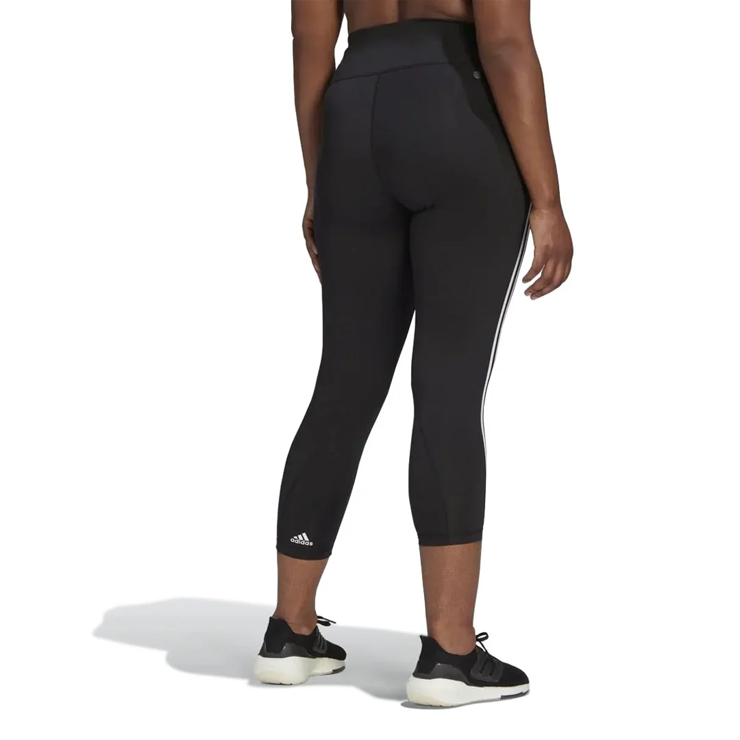 adidas - Women's Optime Trainicons 3-Stripes 7/8 Leggings (Plus Size) (H64212) - Image 3
