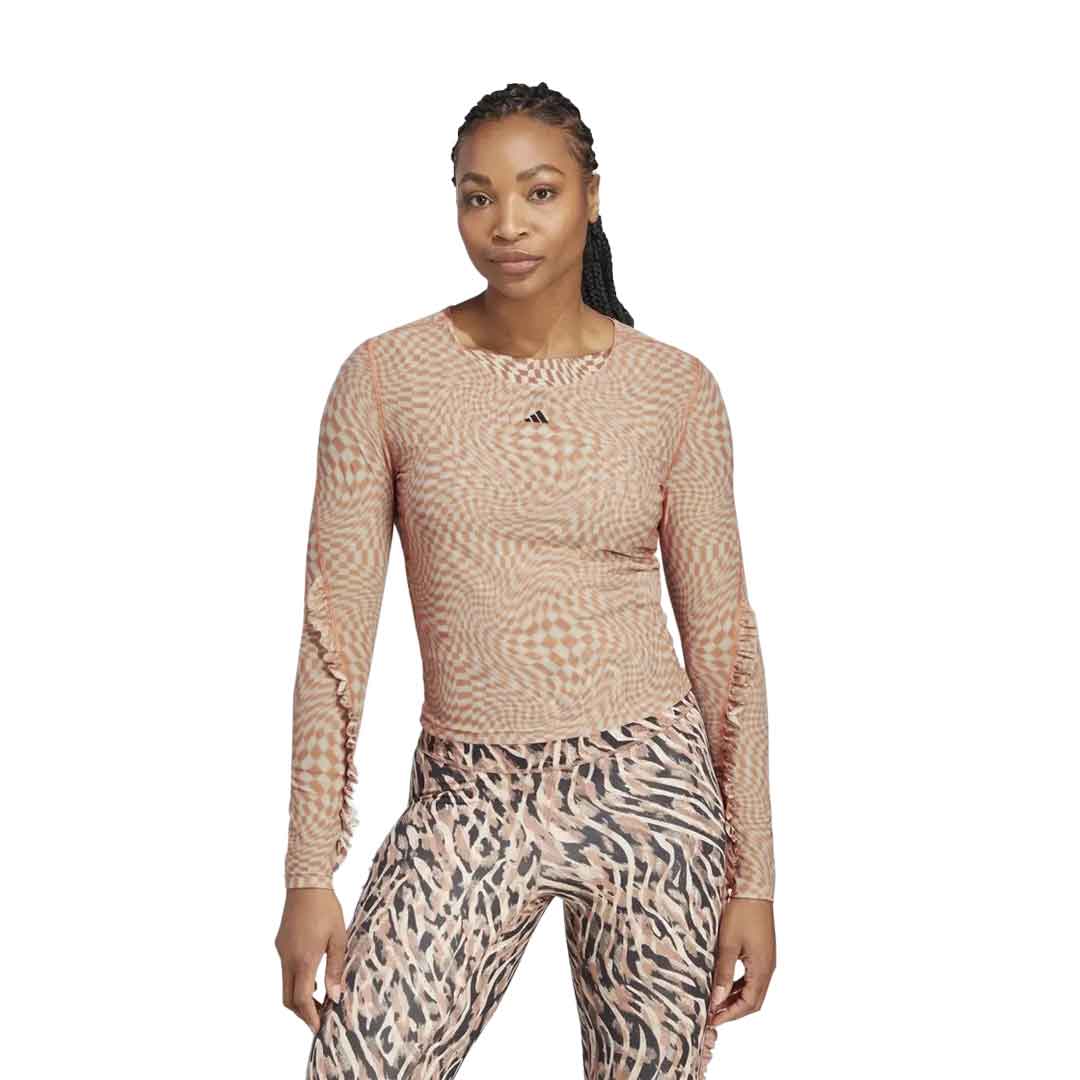 adidas - Women's Print Clash Long Sleeve Yoga T-Shirt (HT7324) - Image 2