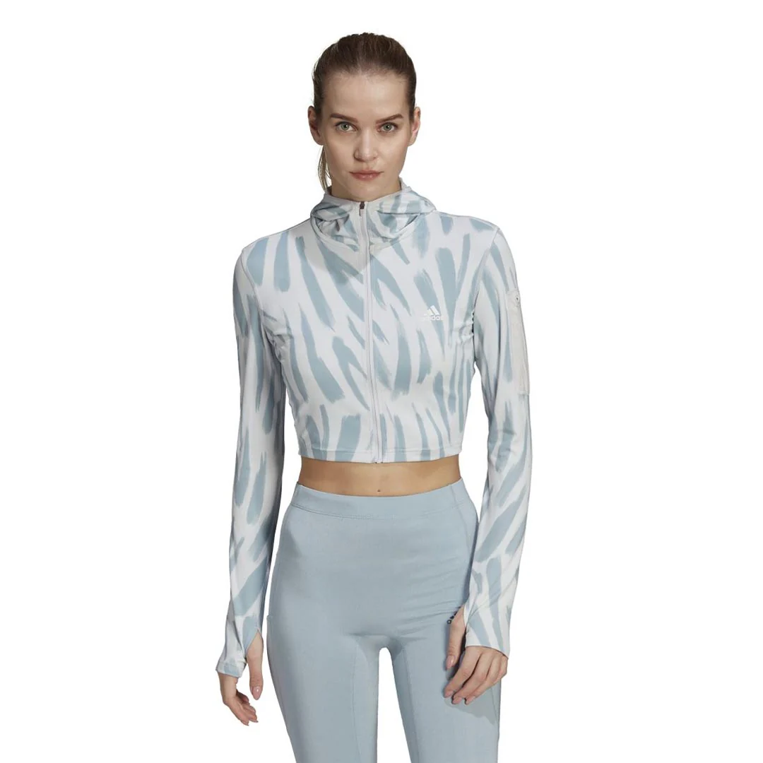 adidas - Women's Run Icons All Over Print Hooded Long Sleeve Top (HE0354) - Image 2