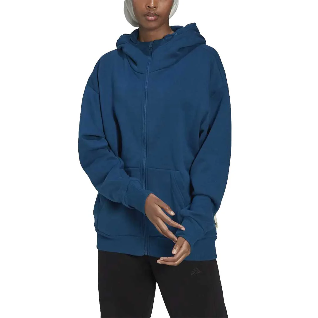adidas - Women's Studio Lounge Fleece Full-Zip Hoodie (HN0687) - Image 2