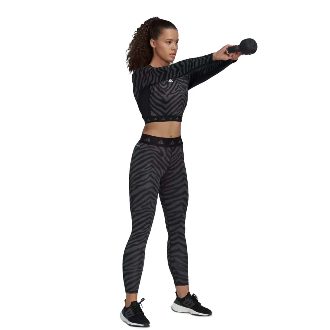 adidas - Women's Techfit Crop Long Sleeve Zebra T-Shirt (IB3609) - Image 4