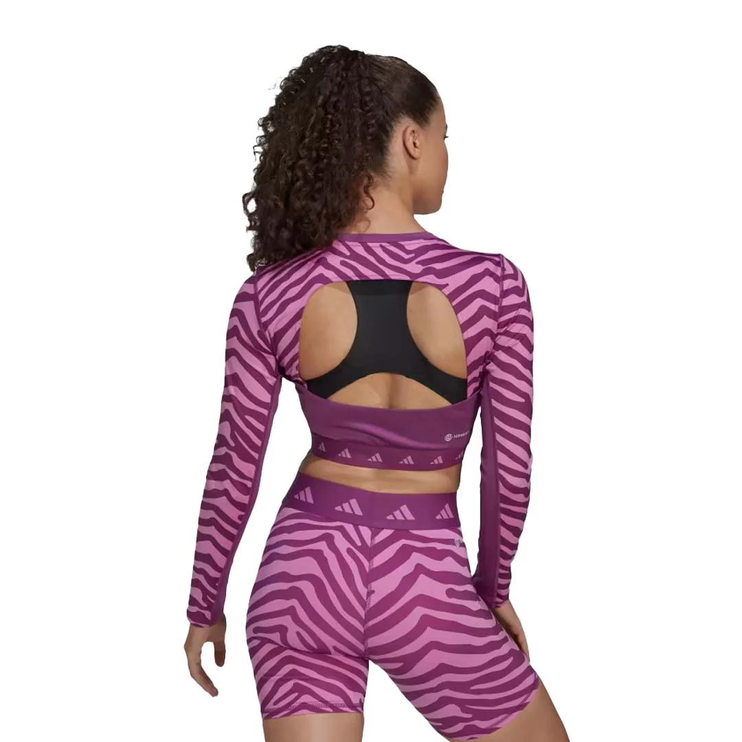 adidas - Women's Techfit Crop Long Sleeve Zebra T-Shirt (IB3610) - Image 3