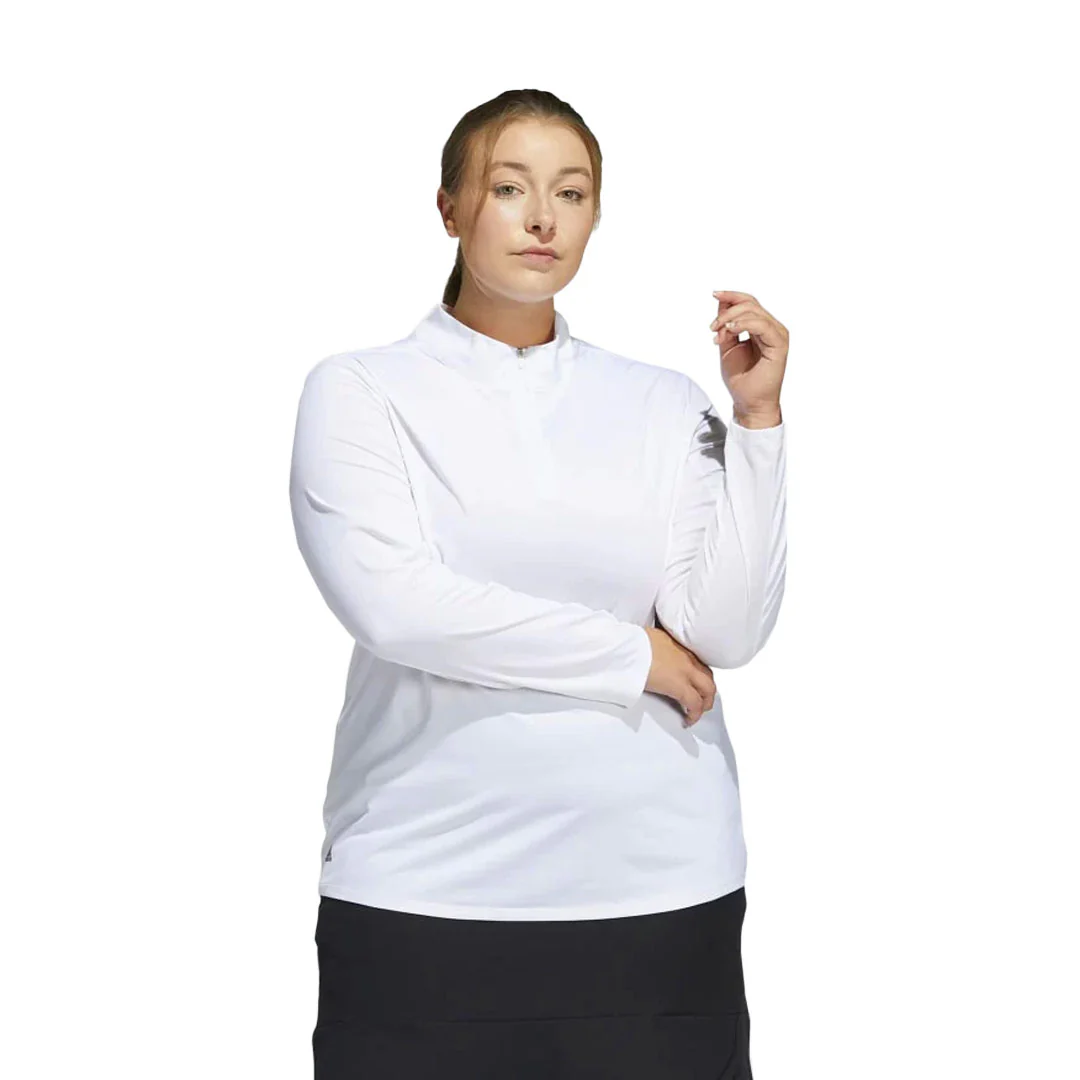 adidas - Women's Ultimate365 1/2 Zip Long Sleeve Golf T-Shirt (Plus Size) (HA3396) - Image 3