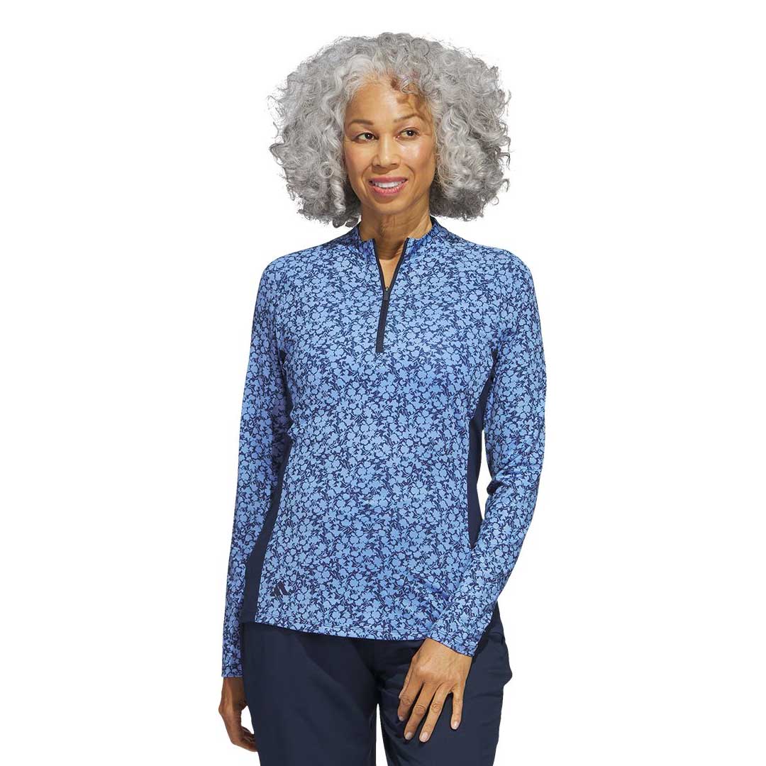 adidas - Women's Ultimate365 Printed 1/4 Zip Mock-Neck Long Sleeve Polo (HT1253) - Image 2