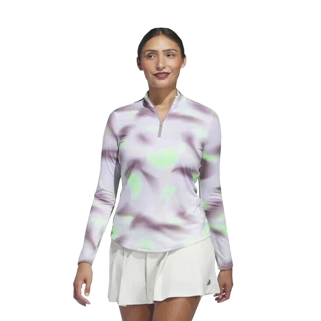 adidas - Women's Ultimate365 Printed 1/4 Zip Mock-Neck Long Sleeve Polo (IP4258) - Image 2