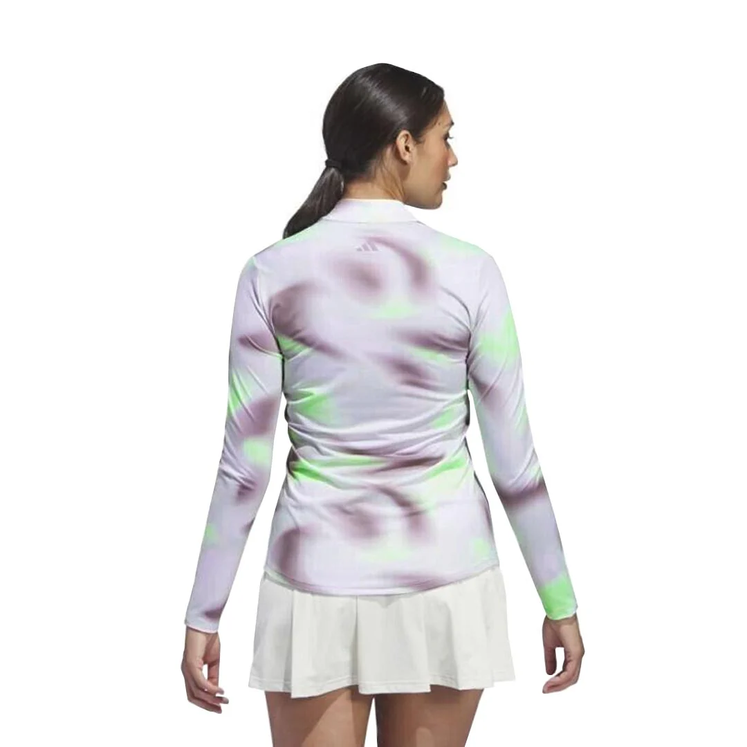 adidas - Women's Ultimate365 Printed 1/4 Zip Mock-Neck Long Sleeve Polo (IP4258) - Image 3