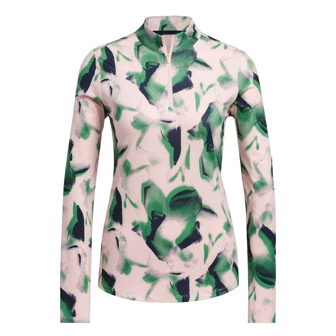 adidas - Women's Ultimate365 Printed 1/4 Zip Mock-Neck Long Sleeve Polo (IS9729)