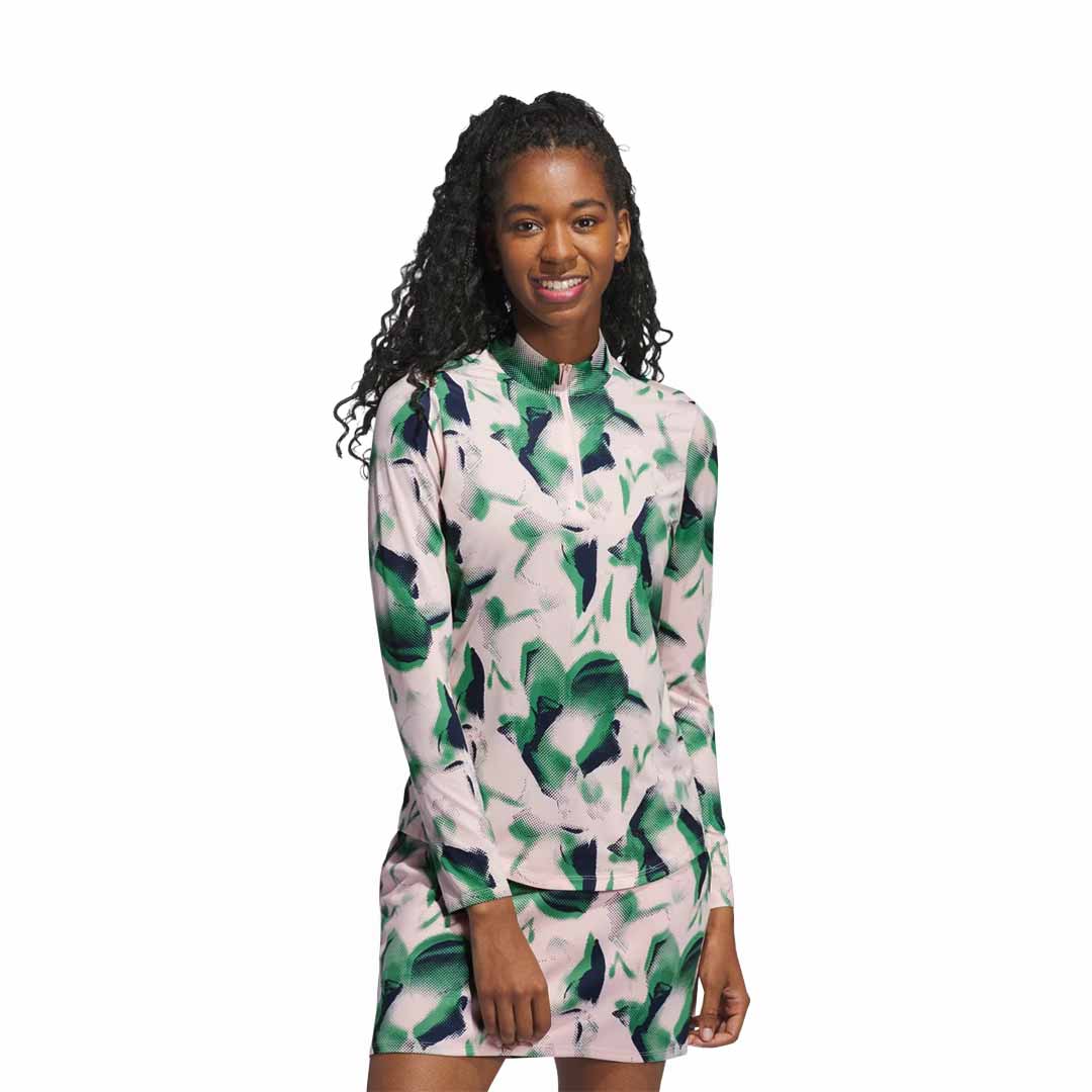 adidas - Women's Ultimate365 Printed 1/4 Zip Mock-Neck Long Sleeve Polo (IS9729) - Image 2