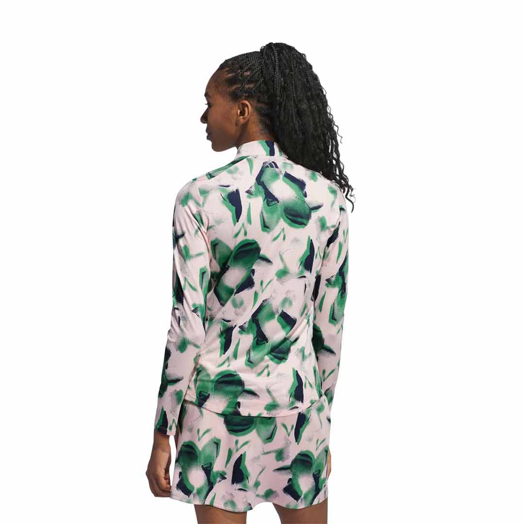 adidas - Women's Ultimate365 Printed 1/4 Zip Mock-Neck Long Sleeve Polo (IS9729) - Image 3