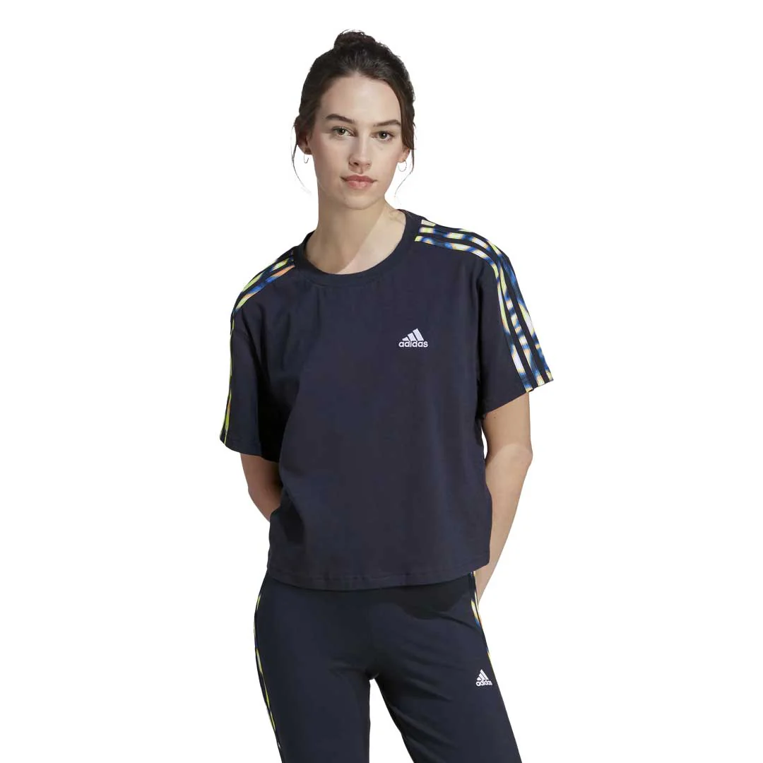 adidas - Women's Vibrant Print 3-Stripes Cotton Crop T-Shirt (IL5868) - Image 2