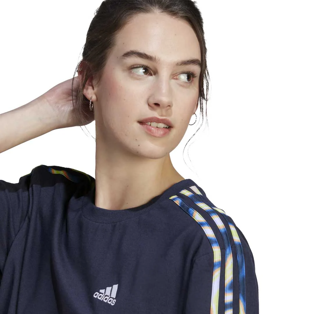 adidas - Women's Vibrant Print 3-Stripes Cotton Crop T-Shirt (IL5868) - Image 5
