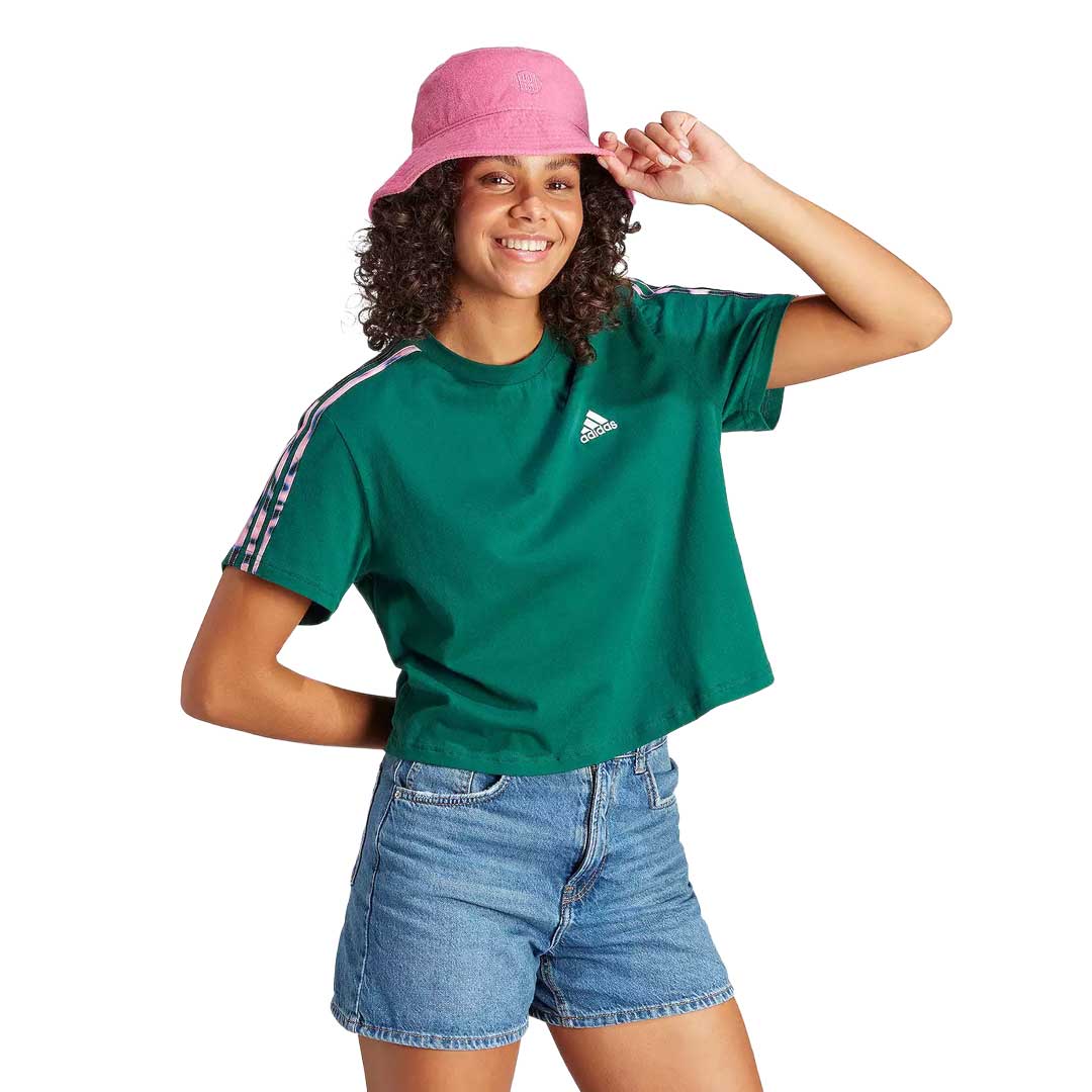 adidas - Women's Vibrant Print 3-Stripes Cotton Crop T-Shirt (IL5869) - Image 2