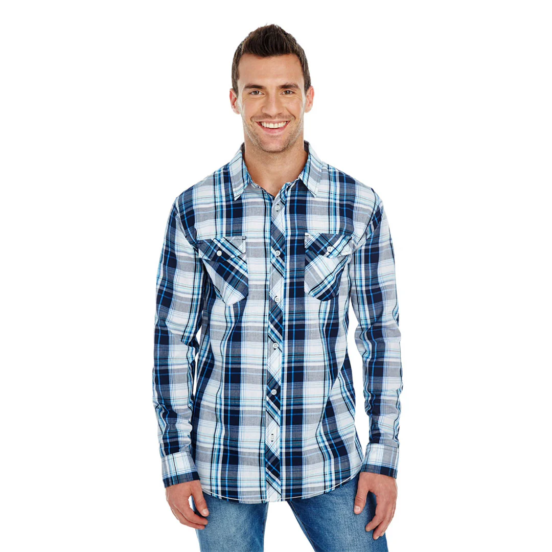 Burnside - Men's Plaid Shirt (8202 NVY) - Image 2