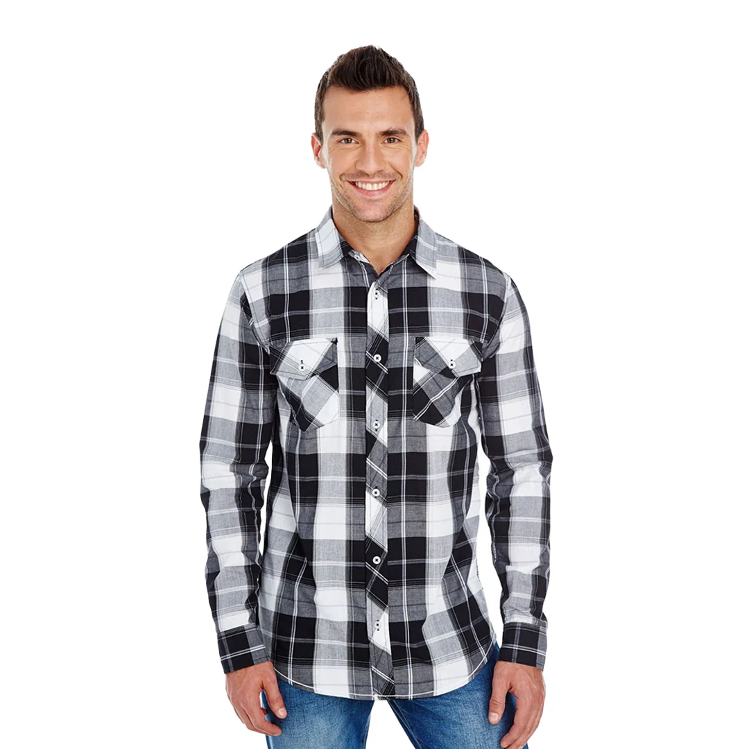 Burnside - Men's Plaid Shirt (8202 WHTBLK) - Image 2