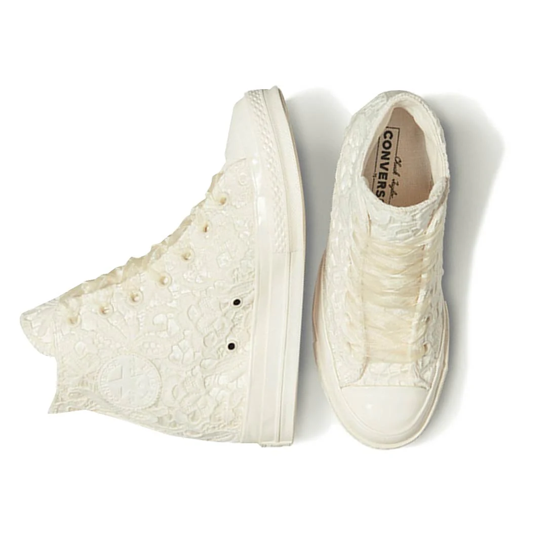 Converse - Women's Chuck 70 Wedge Platform Crocheted Satin High Top Shoes (A15086C) - Image 3