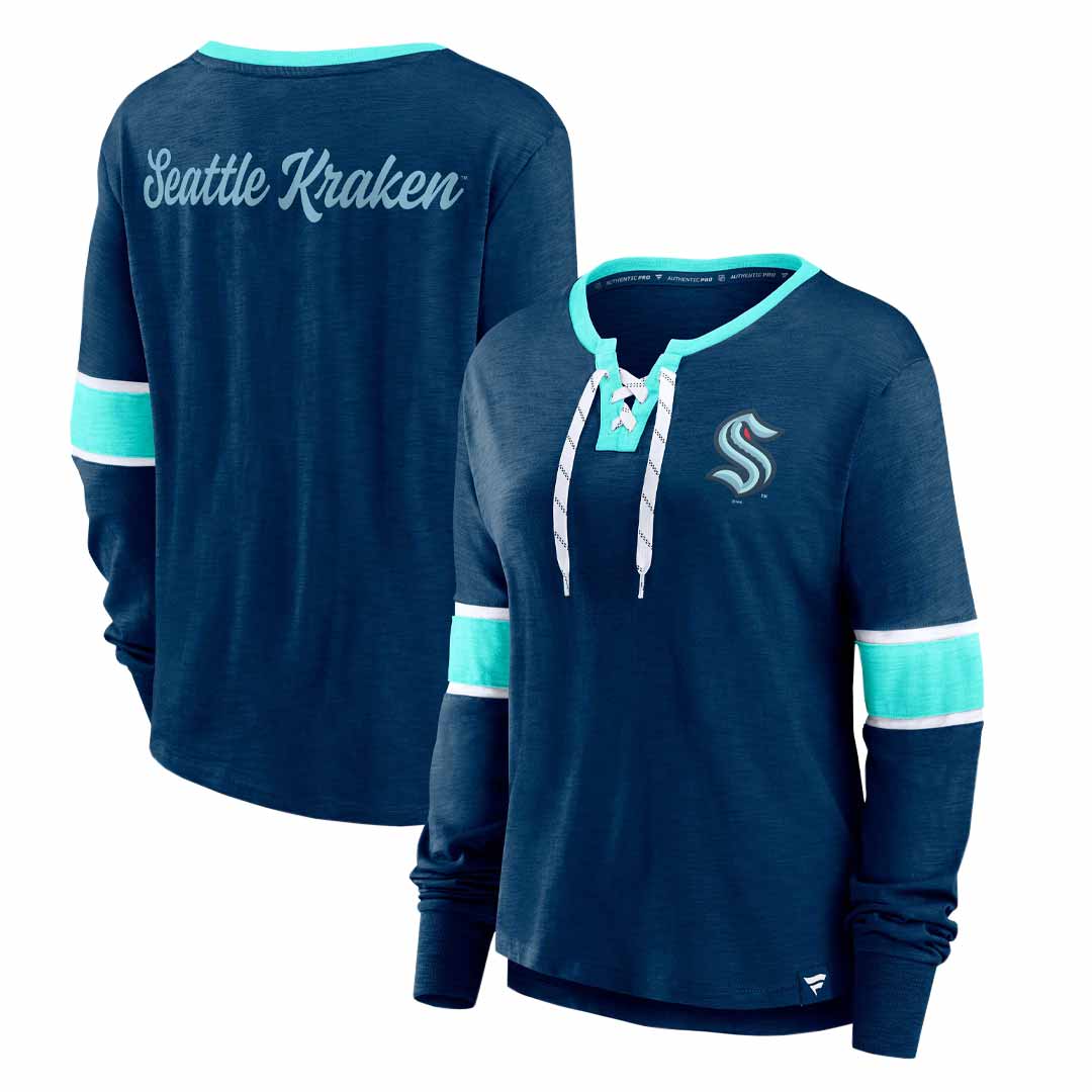 Fanatics - Women's Seattle Kraken Lace Up Long Sleeve T-Shirt (3ZCD EN43 2GO 3NB) - Image 2