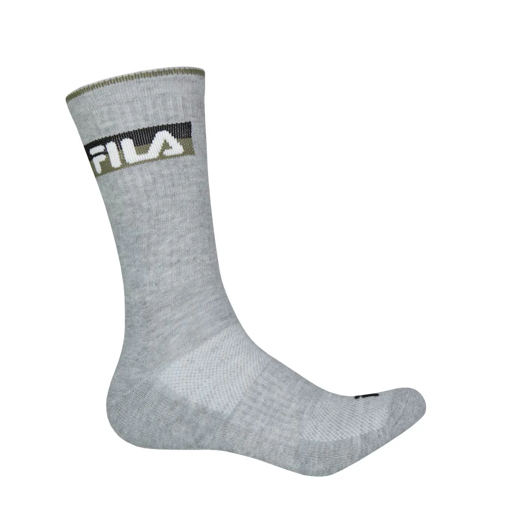 FILA - Men's 3 Pack Athletic Crew Socks (FW0103 BLKGRYCHAR) - Image 3