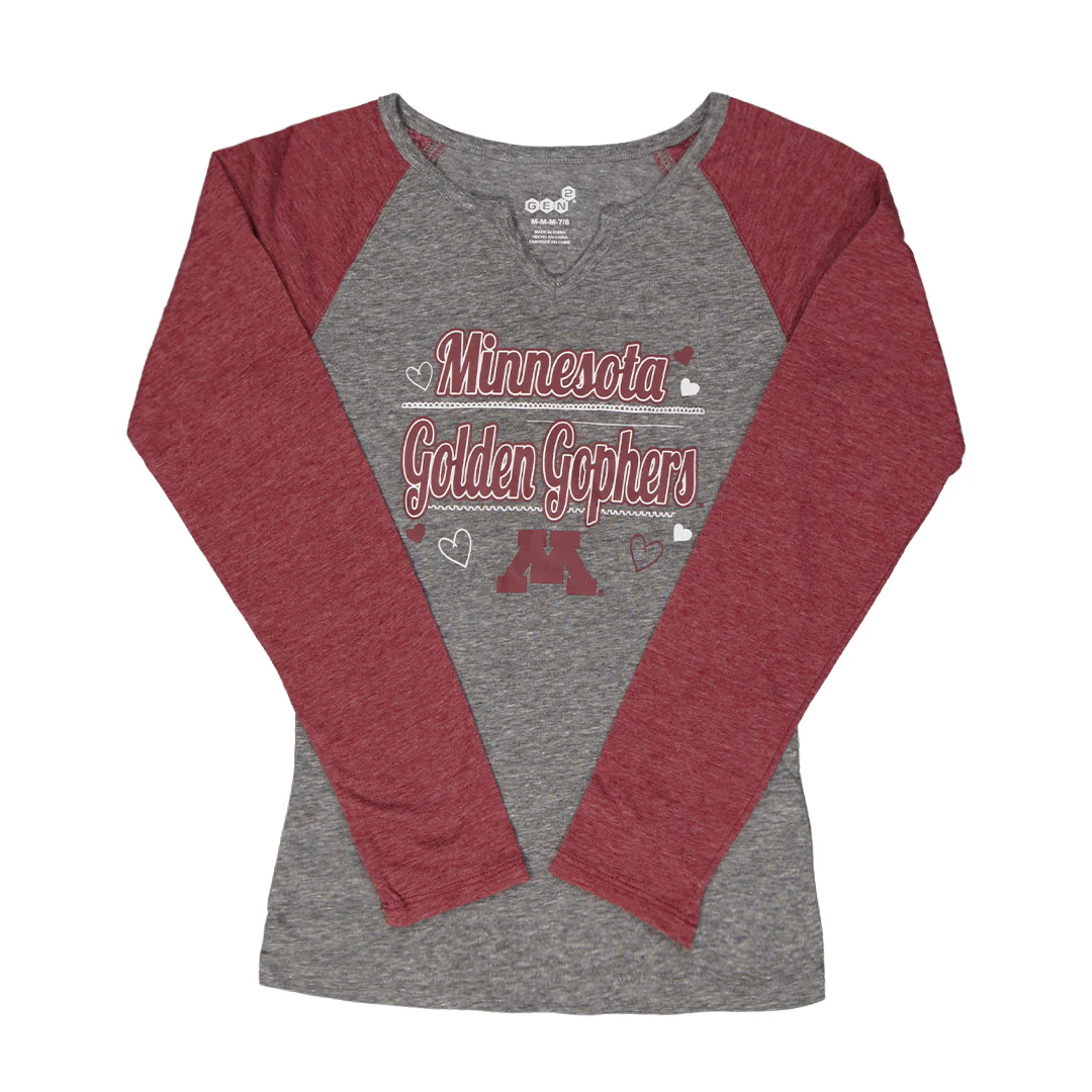 Girls' (Junior) Minnesota Golden Gophers Long Sleeve T-Shirt (K547FLX 39N)