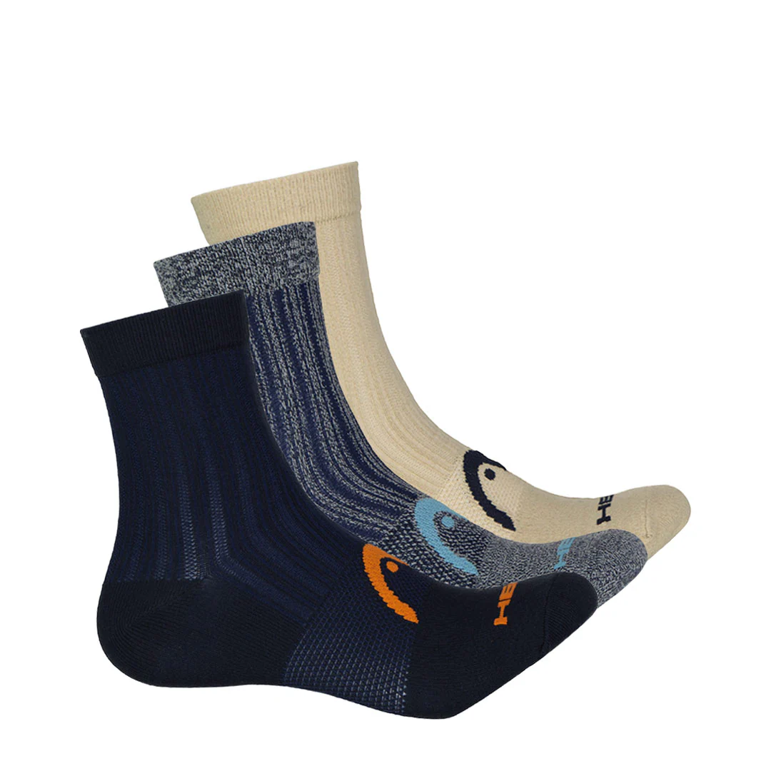 Head - Men's Nylon 3 Pack Mid Crew Socks (HEMH032 BLU)