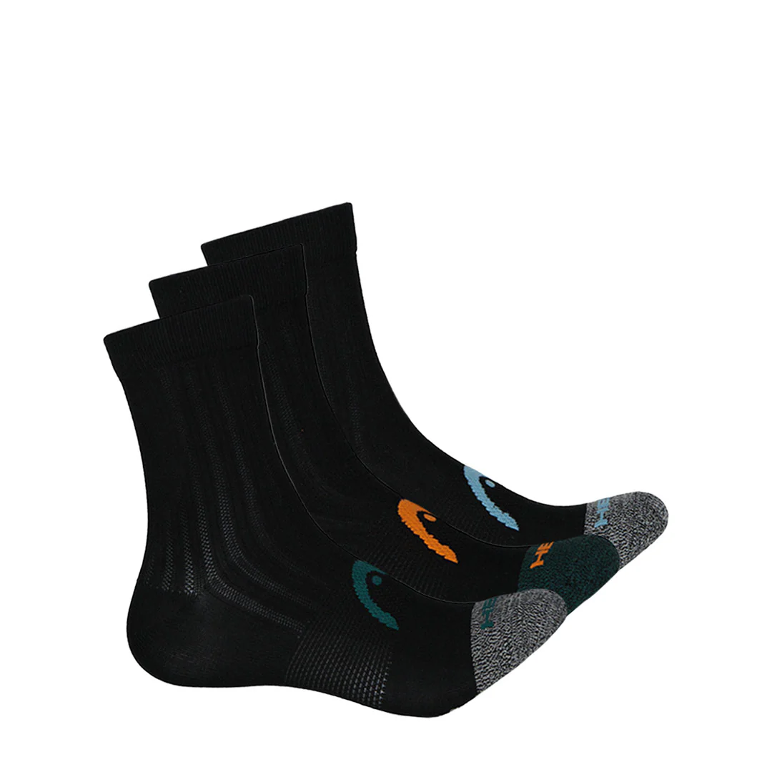 Head - Men's Nylon 3 Pack Mid Crew Socks (HEMH032 BLK)