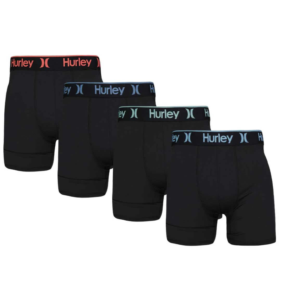 Hurley - Men's 4 Pack Solid Boxer Brief (HUCOREM153786 018)