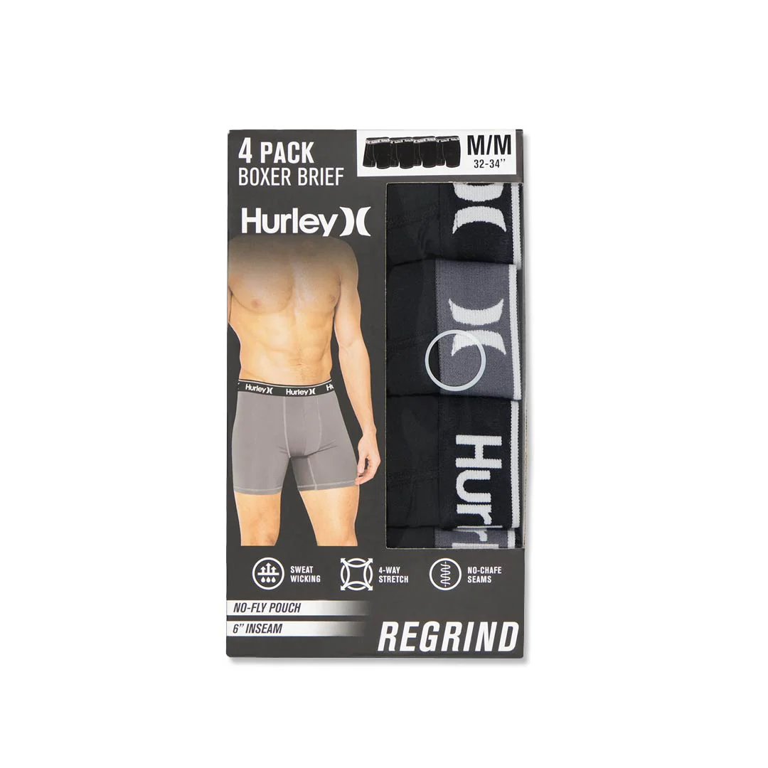 Hurley - Men's Regrind 4 Pack Solid Boxer Brief (HUCOREM153786 001) - Image 2