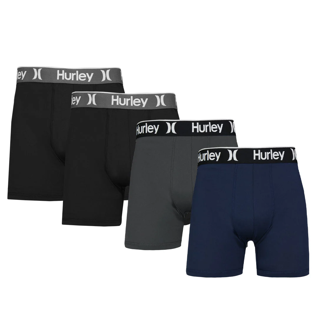 Hurley - Men's Regrind 4 Pack Solid Boxer Brief (HUCOREM153786 413)
