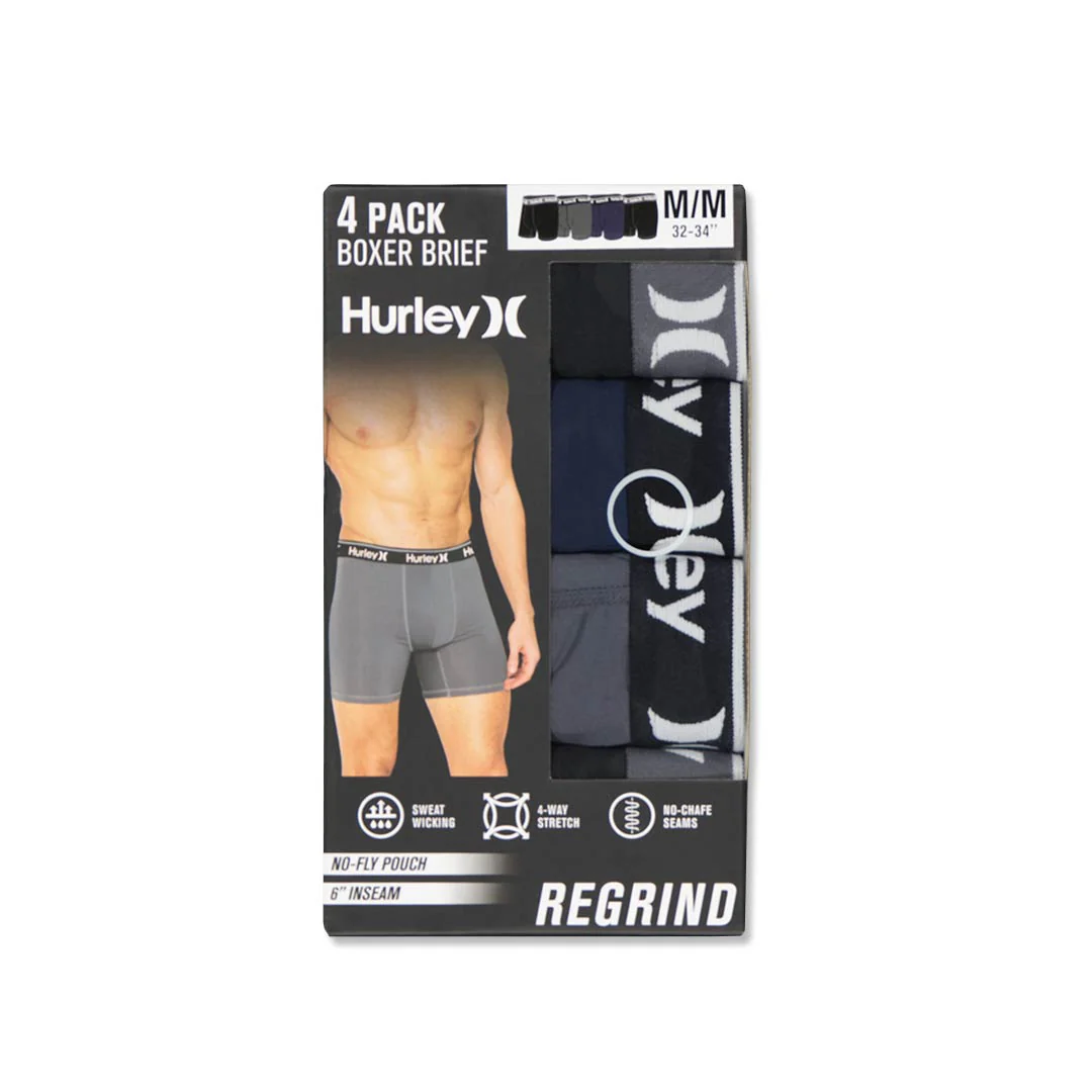 Hurley - Men's Regrind 4 Pack Solid Boxer Brief (HUCOREM153786 413) - Image 2