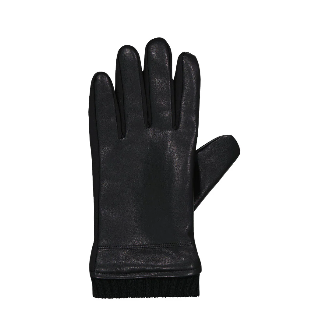 Isotoner - Men's Faux Nappa Gloves Wth Knit Ribbed Cuff (7H622 BLK) - Image 2
