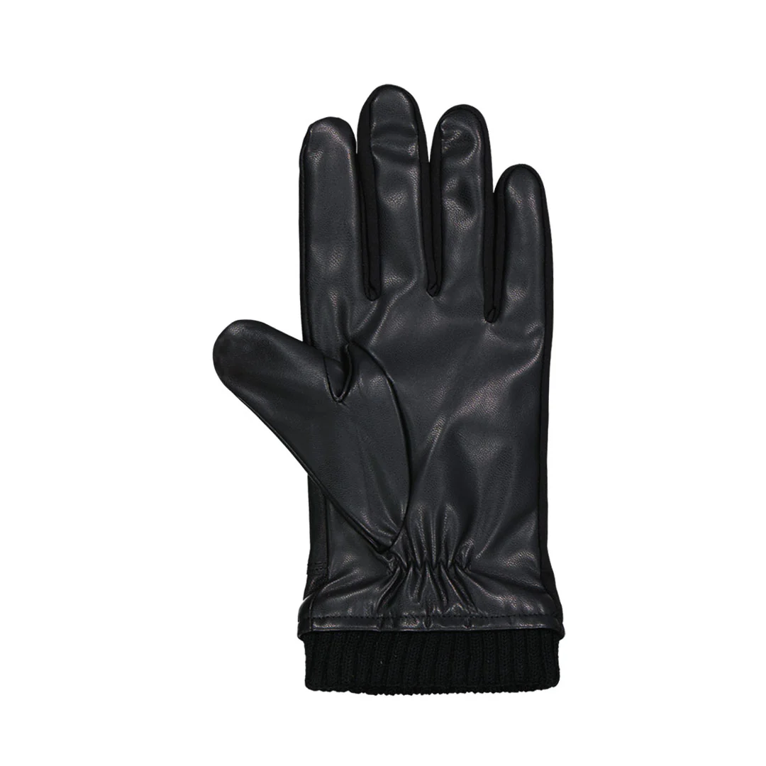 Isotoner - Men's Faux Nappa Gloves Wth Knit Ribbed Cuff (7H622 BLK) - Image 3