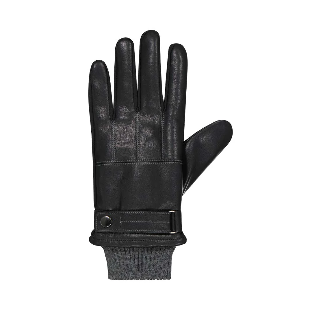 Isotoner - Men's Stretch Faux Nappa Gloves With Knit Cuff (7H221 BLK) - Image 2