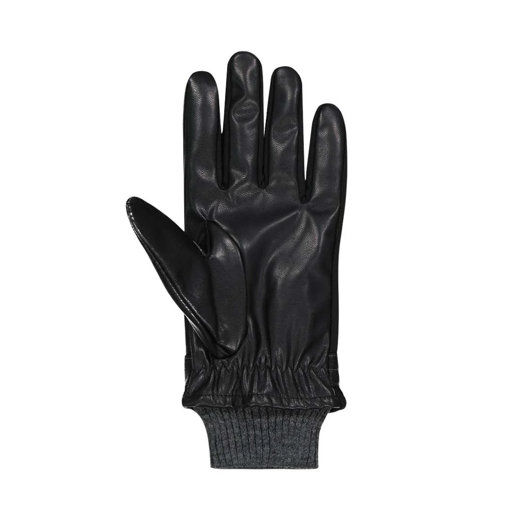 Isotoner - Men's Stretch Faux Nappa Gloves With Knit Cuff (7H221 BLK) - Image 3