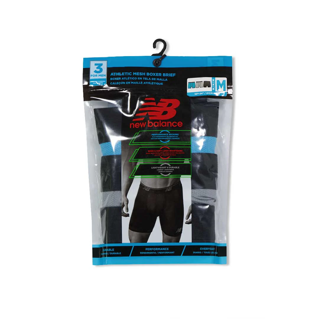 New Balance - Men's Athletic Mesh 3 Pack Boxer Brief (NB3015-3 988N) - Image 2