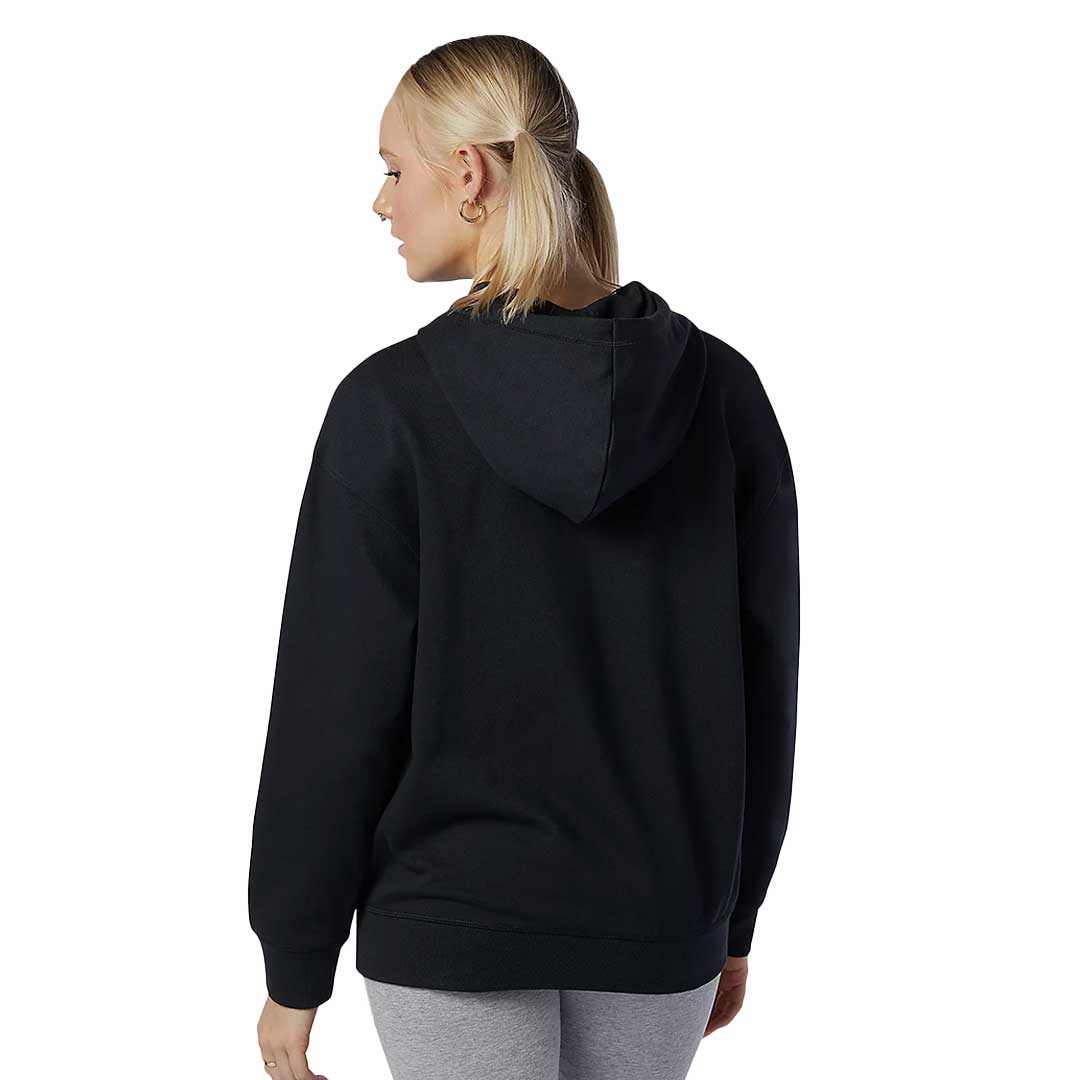New Balance - Women's Essentials Stacked Logo Oversized Pullover Hoodie (WT03547 BK) - Image 4