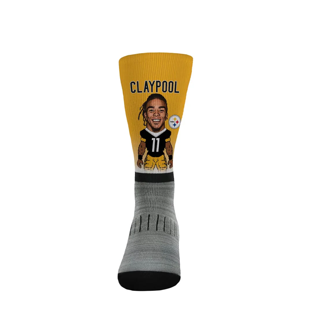 NFL - Kids' Chase Claypool Pittsburgh Steelers Bare Feet Crew Socks (K-STEELERS-SOCKS) - Image 3