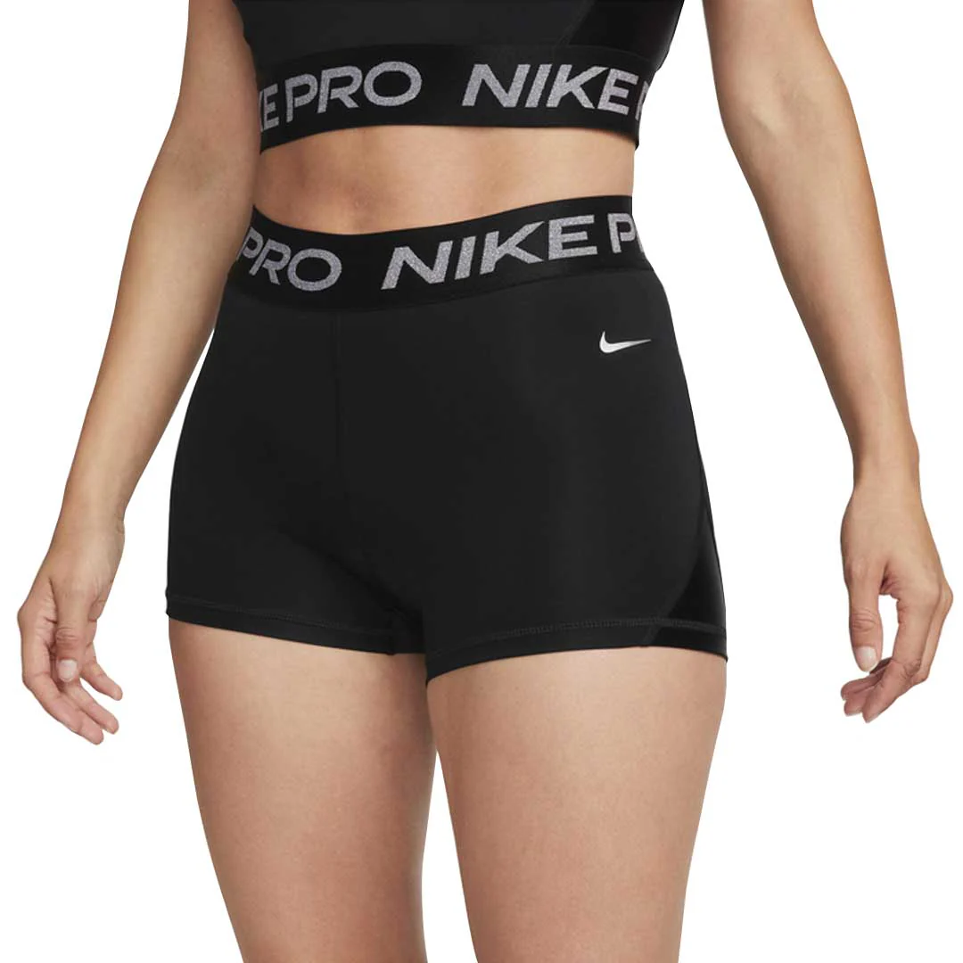 Nike Pro - Women's Mid Rise 3 Inch Shorts (FB5586 010) - Image 2