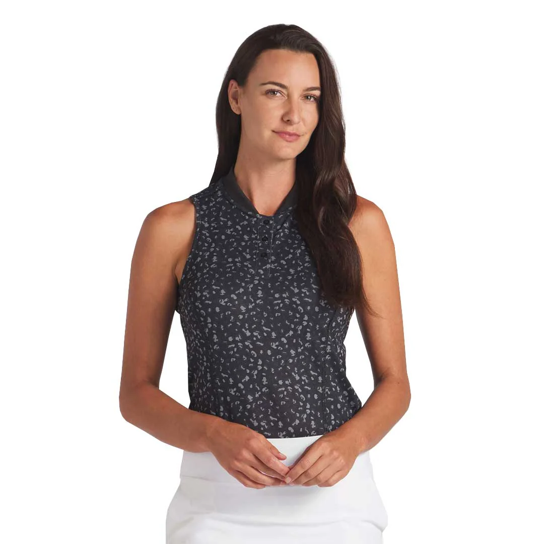 Puma - Women's Leopard Pique Range Sleeveless Golf Polo (623921 01) - Image 2