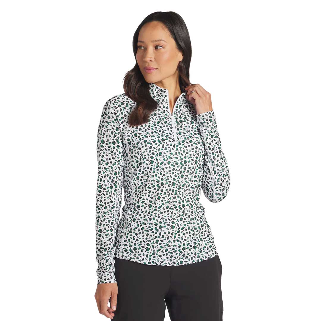 Puma - Women's You-V Leopard Quarter-Zip Golf Sweater (623929 01) - Image 2