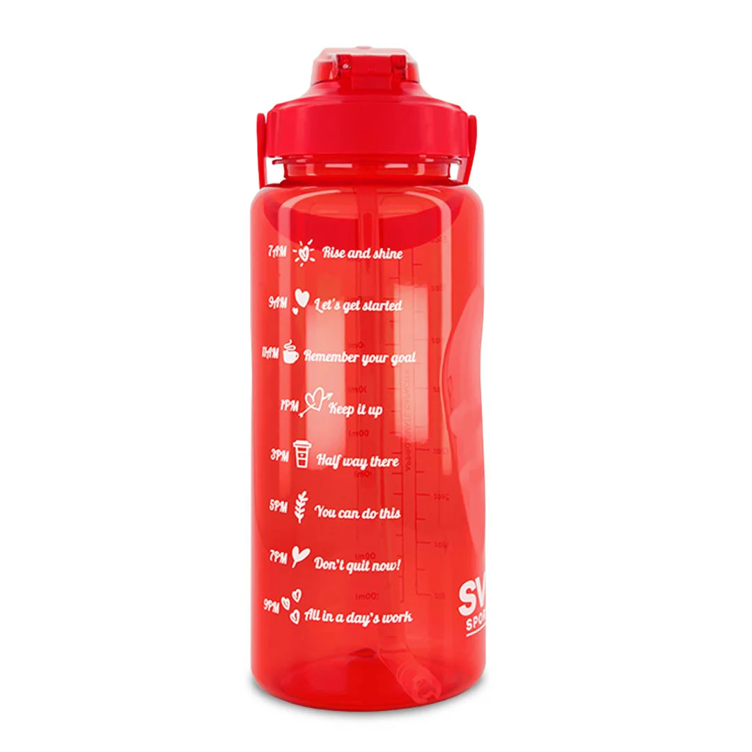 SVP Sports - 64oz Hydration Water Bottle (64OZ-REDCLEAR) - Image 2