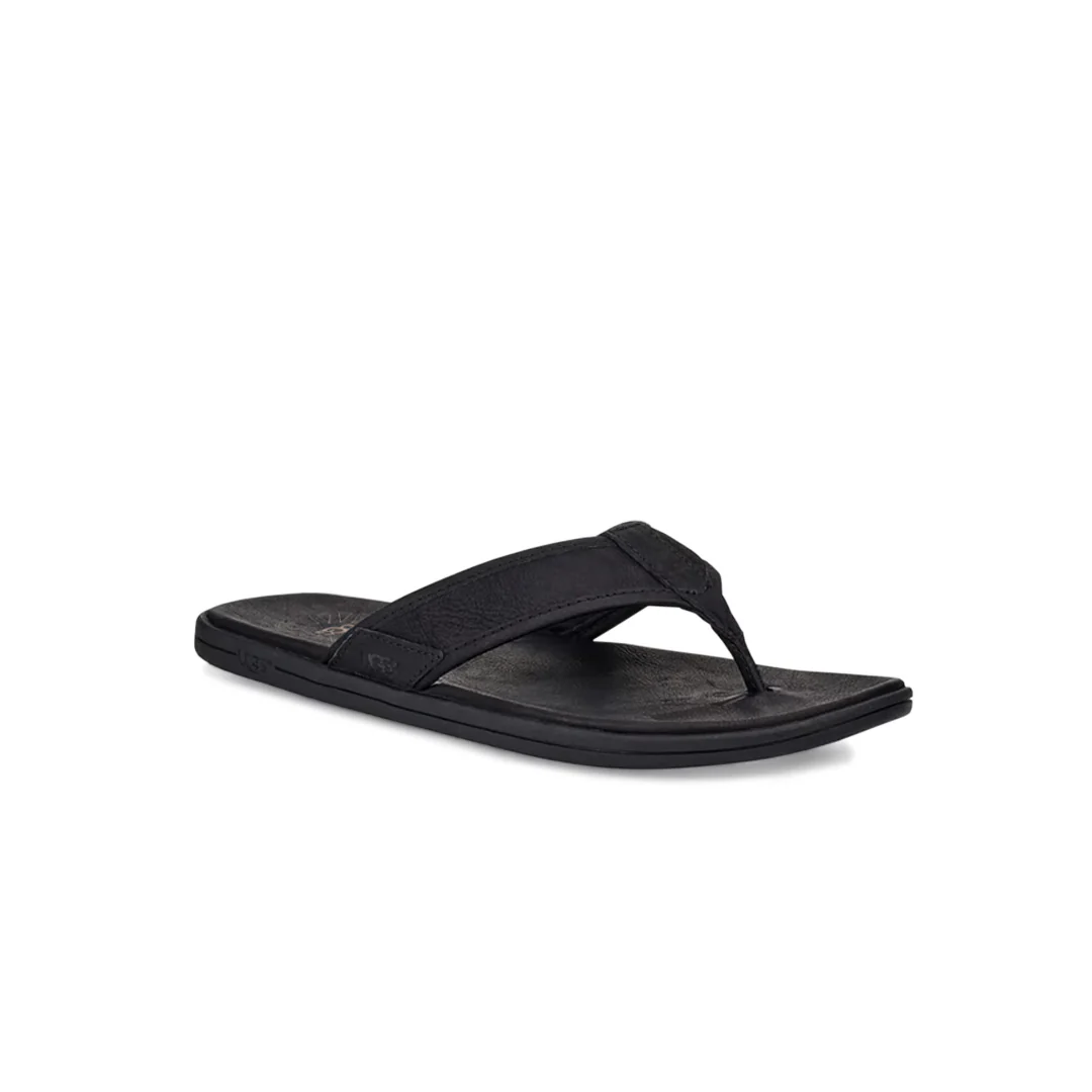 UGG® - Men's Seaside Leather Flip Flop Sandals (1102690-BLK) - Image 3